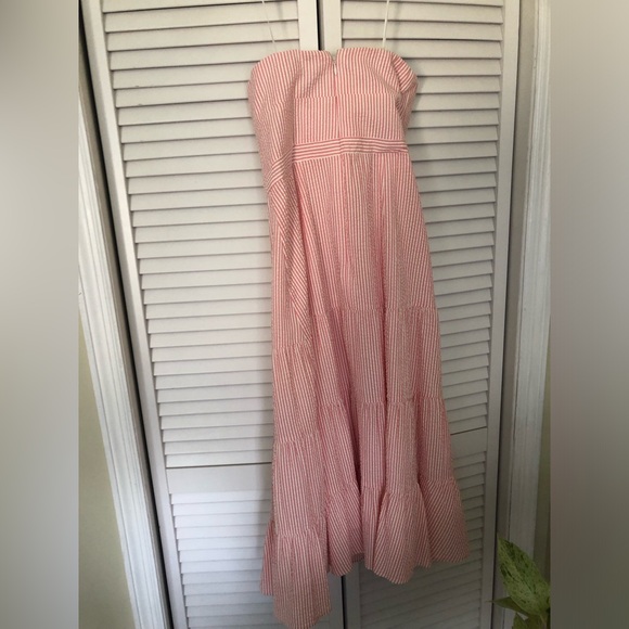 J. Crew Pink and White Strapless Dress - Picture 3 of 3